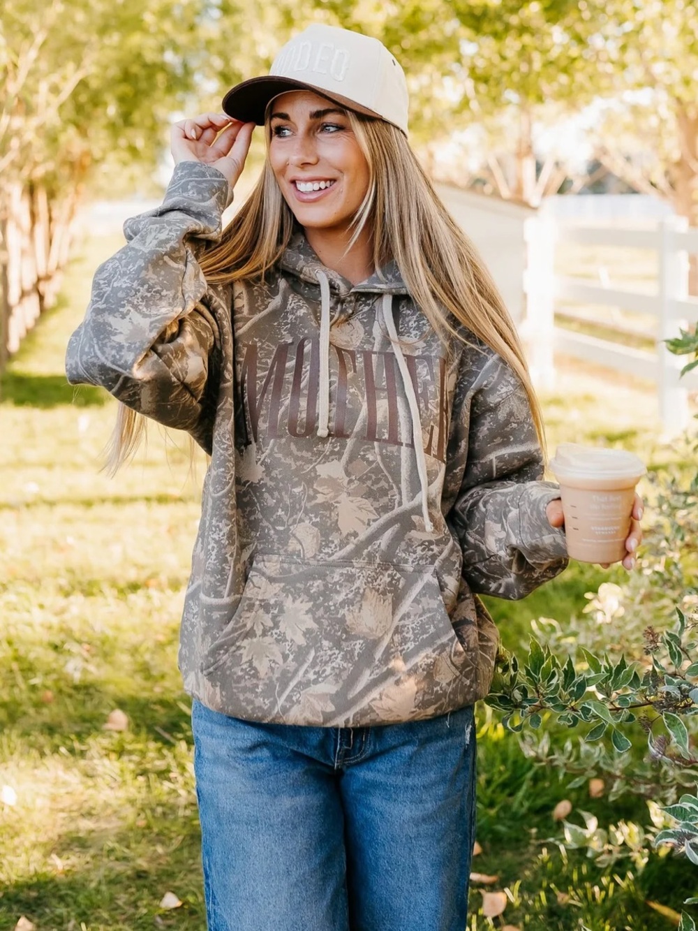 MOTHER Camouflage Pullover Hoodie - Gray/Brown Camo, XSMALL
